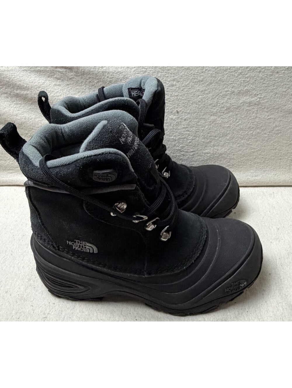 Youth The North Face Chilkat Lace II Black Insulated Snow Boots NF0A2T5R Size 3
